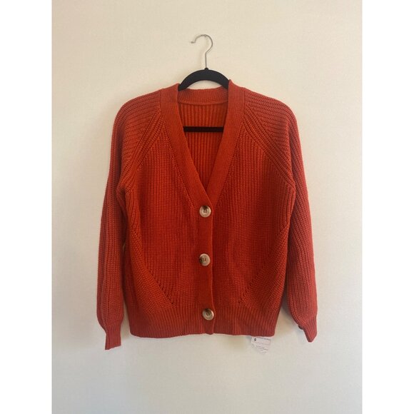 None Sweaters - NWT Women’s Oversized Red-Orange Button-Up Cardigan Sweater Size S